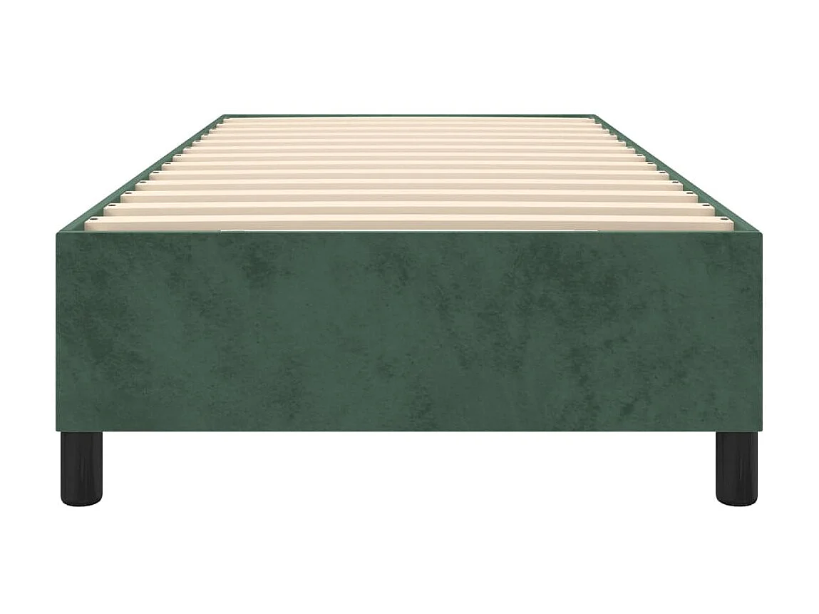 Lit à sommier à ressorts Vert foncé 90x190 Velours