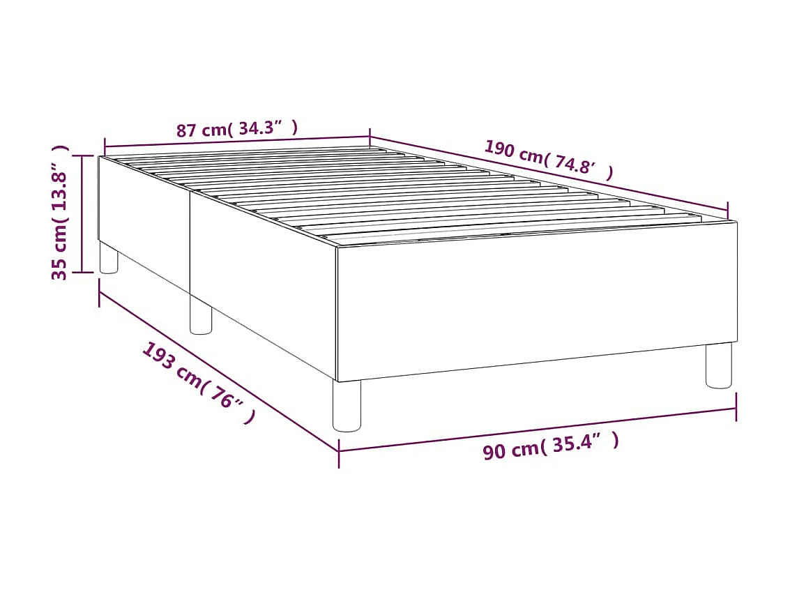 Lit à sommier à ressorts Vert foncé 90x190 Velours
