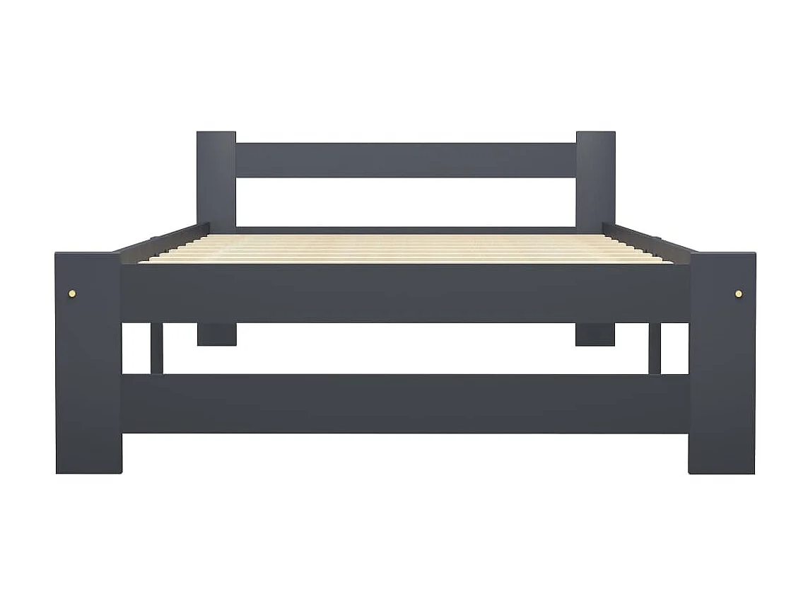 Lit Gris foncé Bois de pin massif 100x200