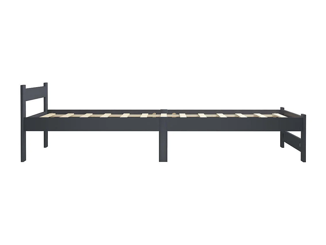 Lit Gris foncé Bois de pin massif 100x200