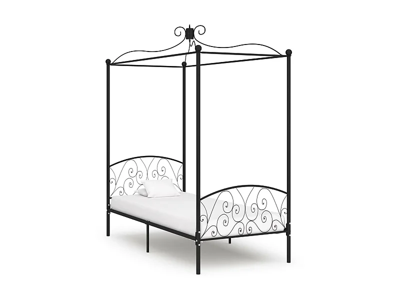 Lit à baldaquin Noir Métal 100x200