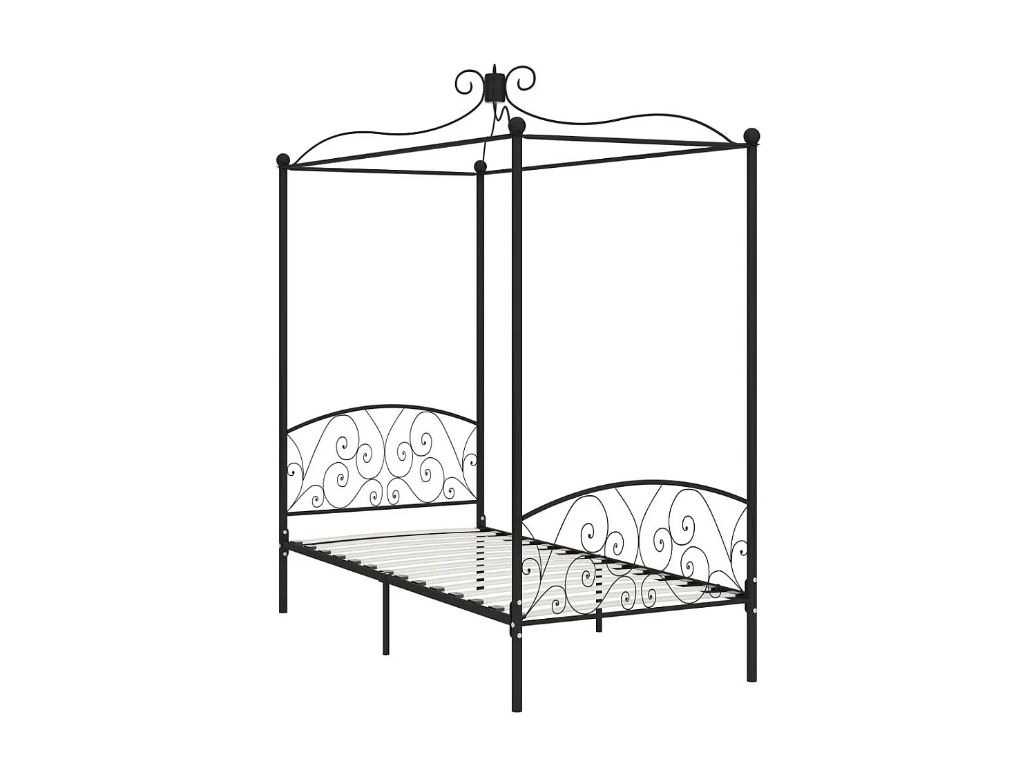 Lit à baldaquin Noir Métal 100x200