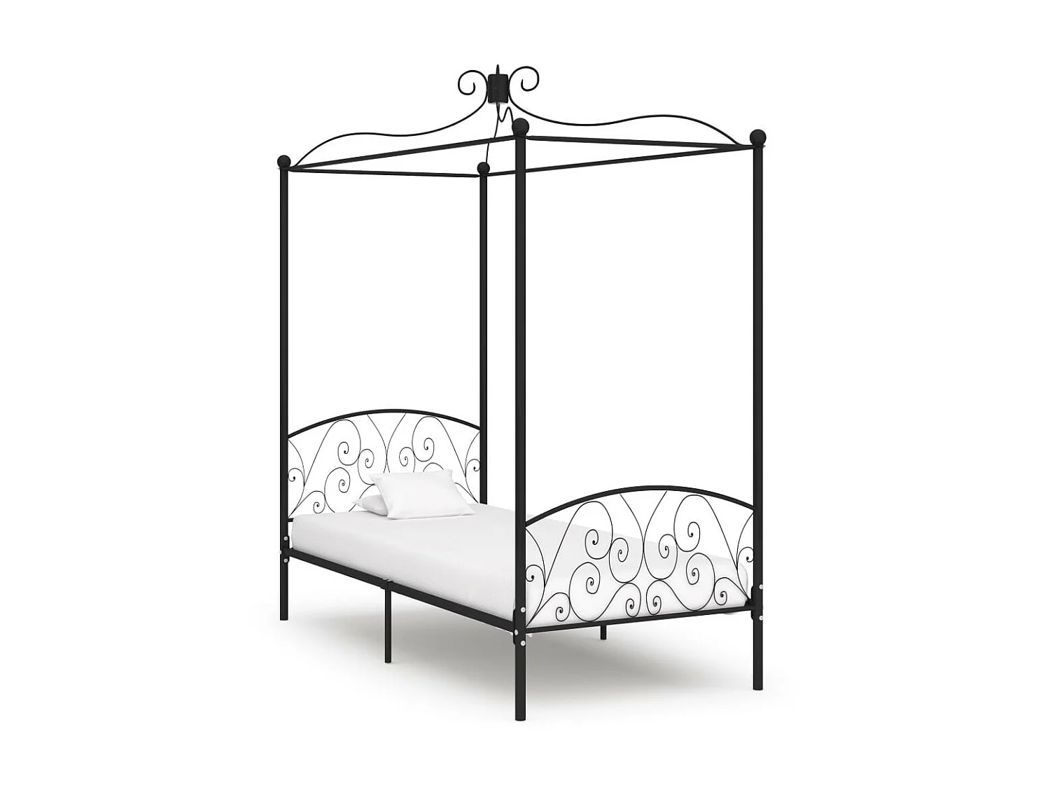 Lit à baldaquin Noir Métal 100x200