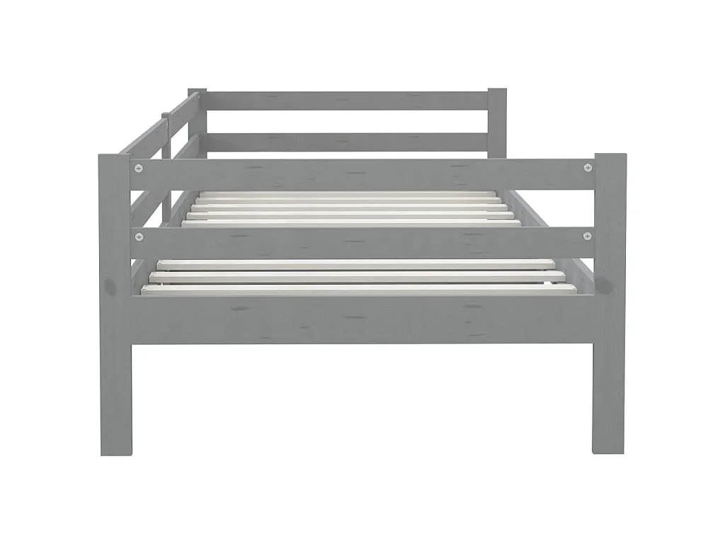 Lit Gris Bois de pin massif 90x200 3