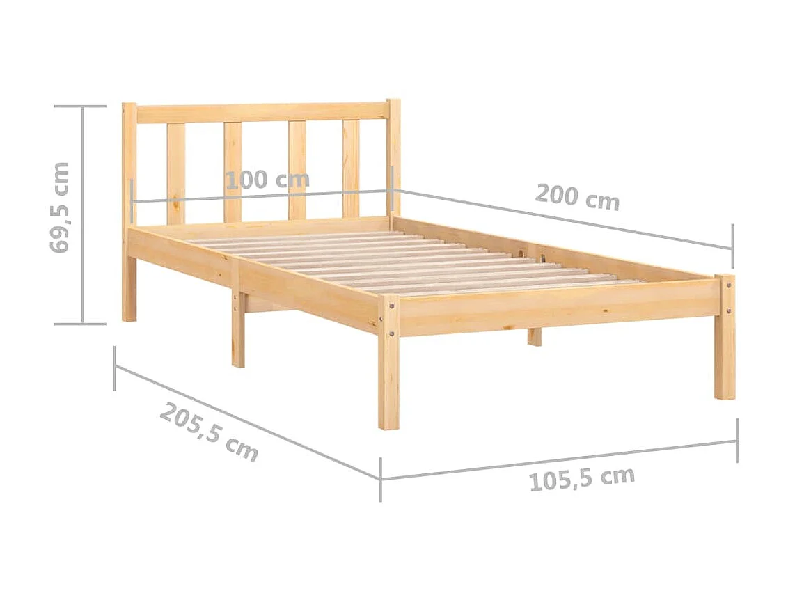 Lit Bois de pin massif 100x200 11