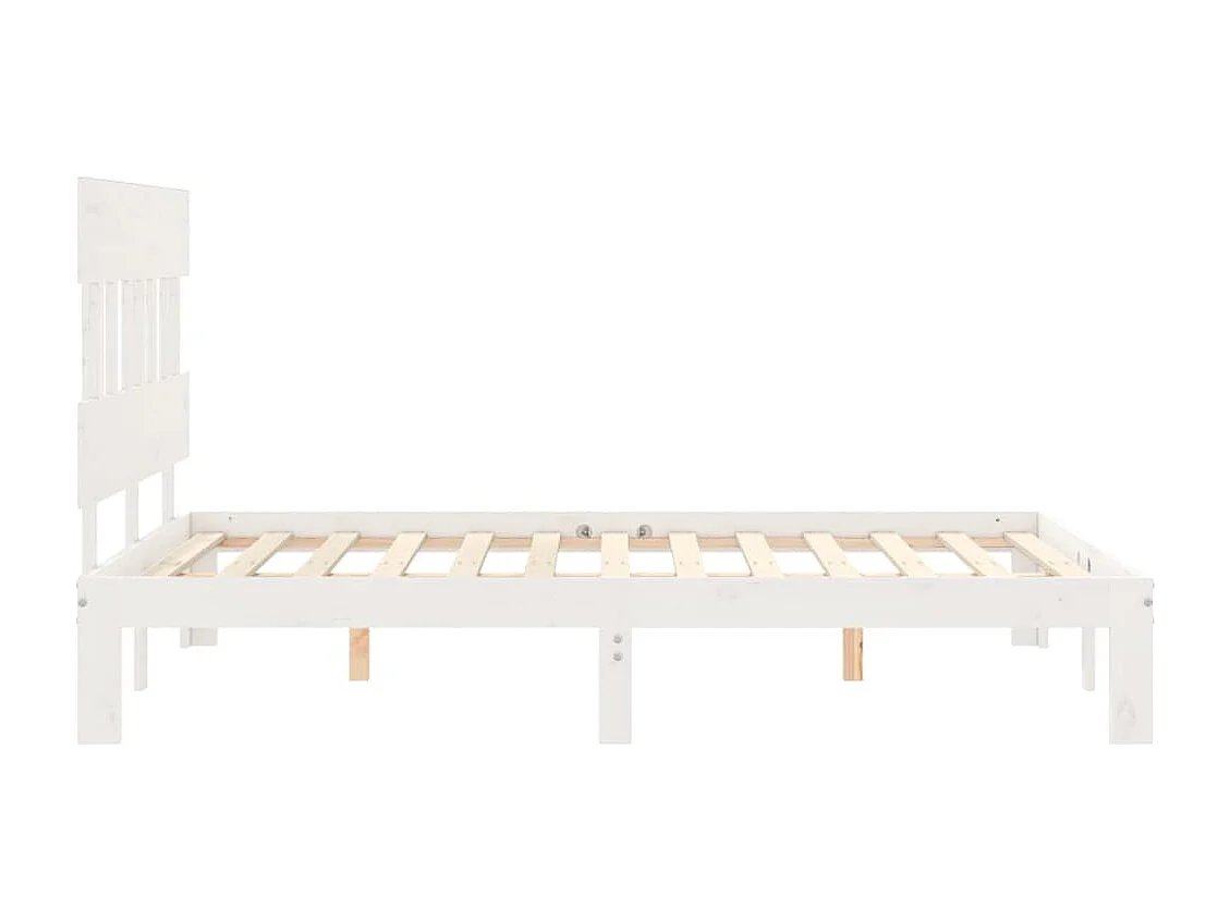 Lit avec tête de lit blanc petit double bois massif