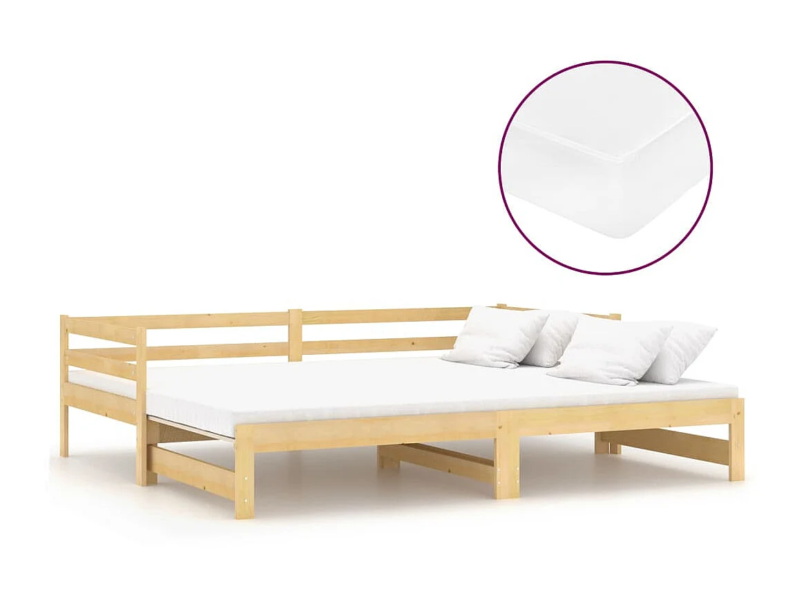 Lit coulissant 2x(90x200) cm Bois de pin massif 3