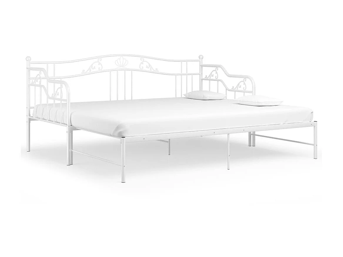 Cadre de canapé-lit extensible Blanc Métal 90x200 3