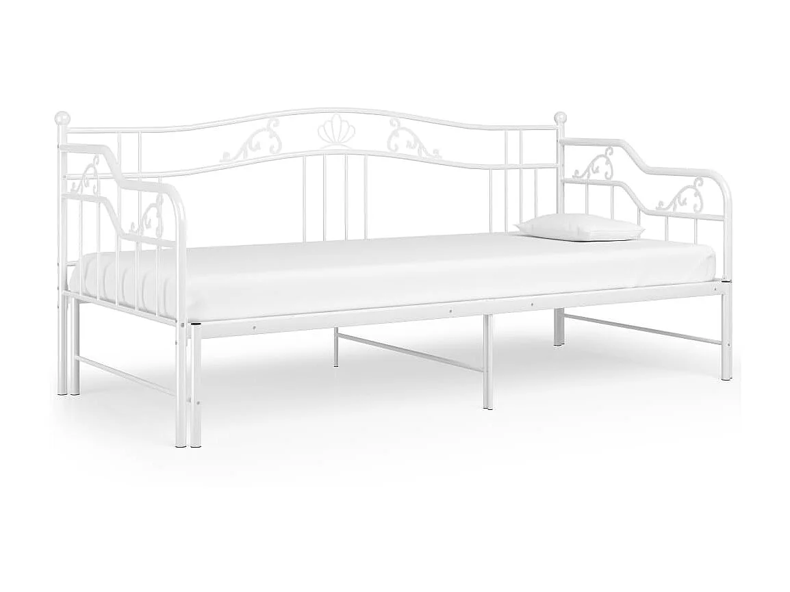 Cadre de canapé-lit extensible Blanc Métal 90x200 3
