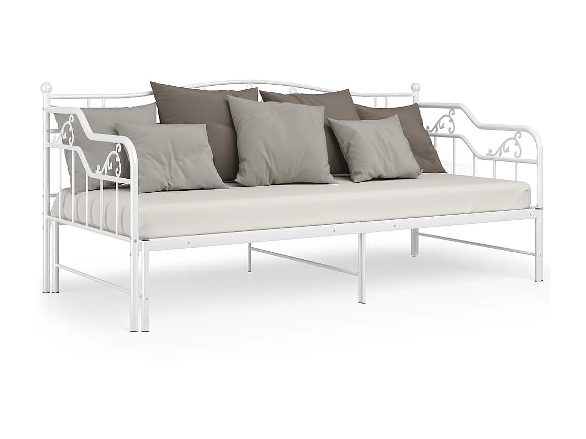 Cadre de canapé-lit extensible Blanc Métal 90x200 3