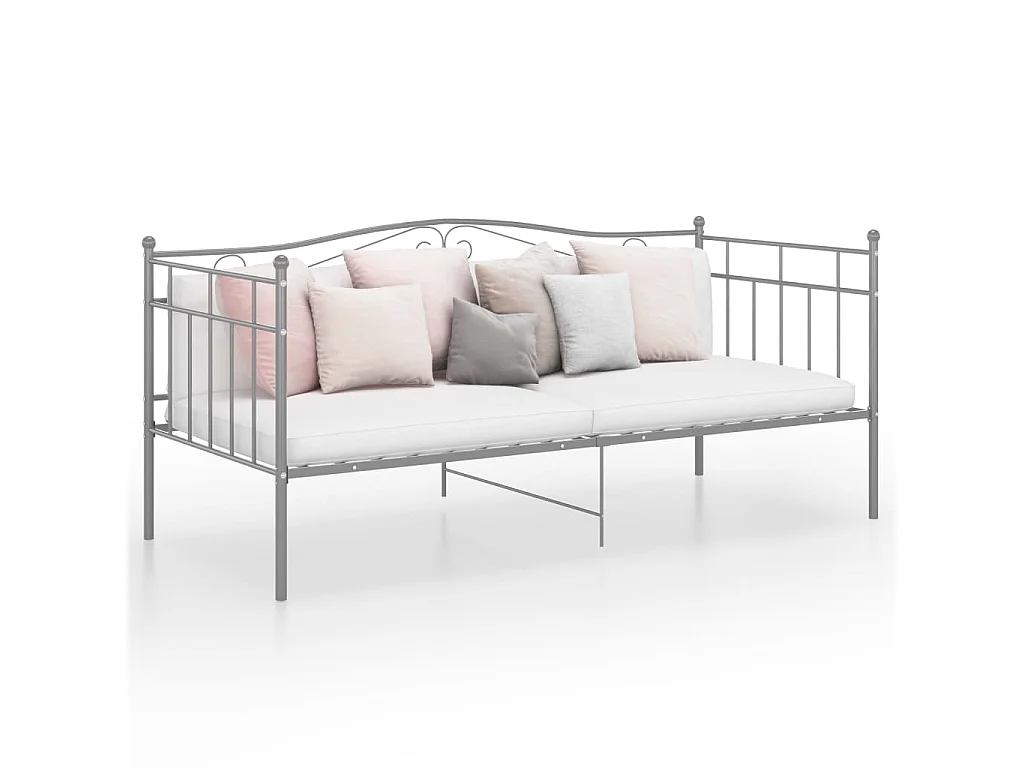 Cadre de canapé-lit Gris Métal 90x200 2
