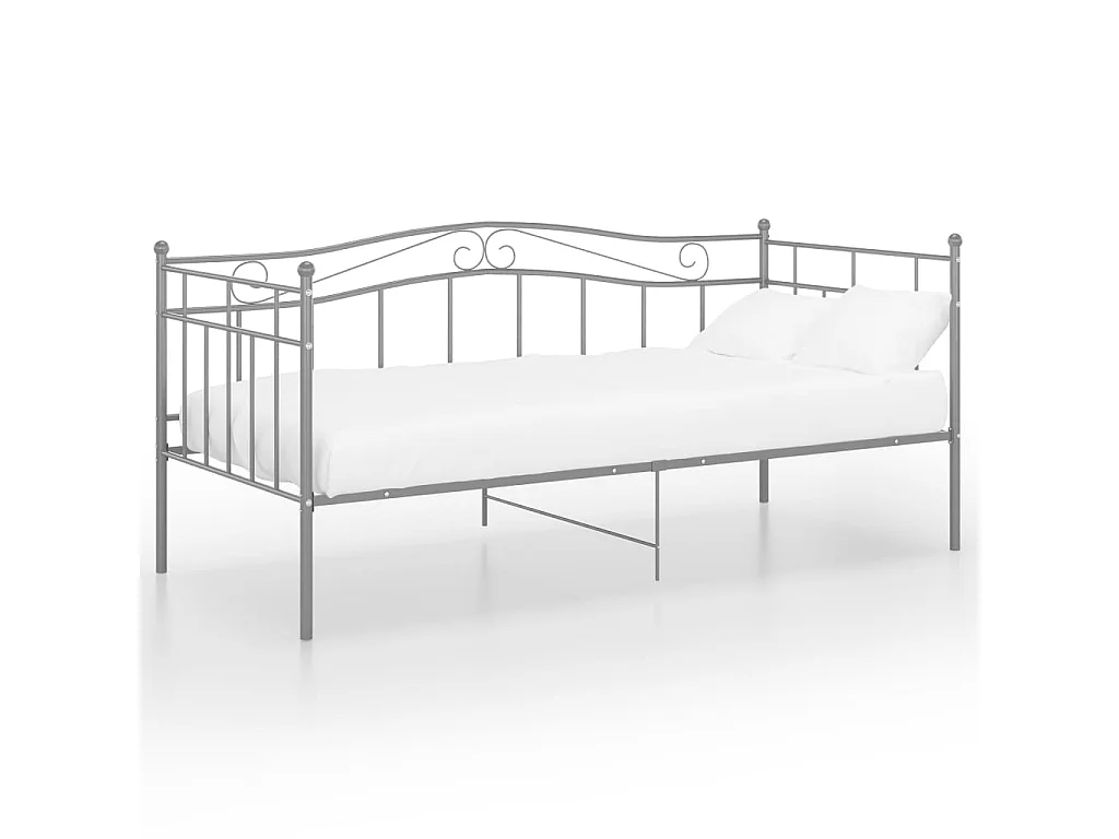 Cadre de canapé-lit Gris Métal 90x200 2