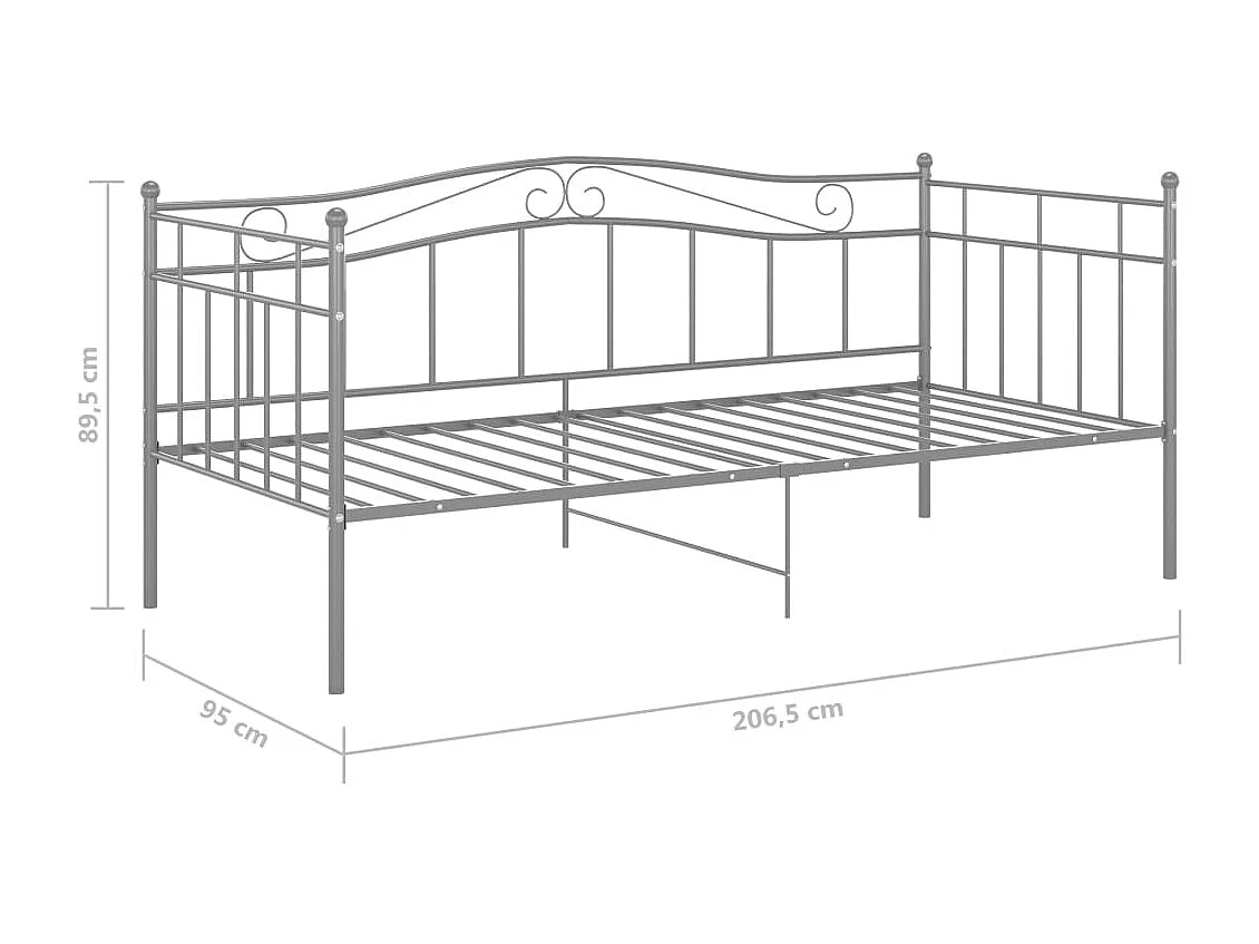 Cadre de canapé-lit Gris Métal 90x200 2