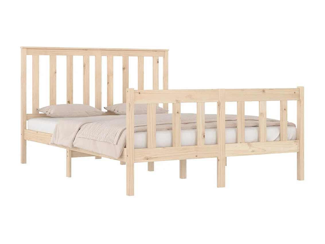 Lit Bois de pin massif 135x190 Double 2