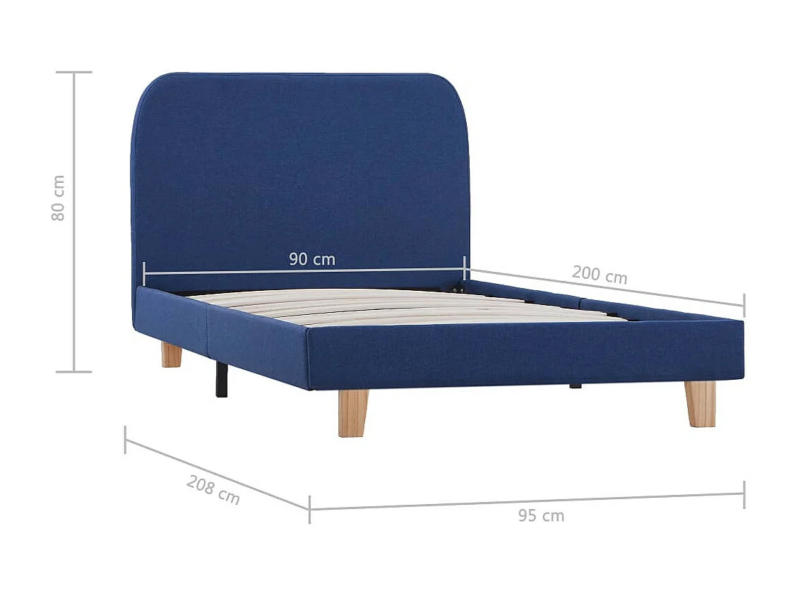 Lit Bleu Tissu 90x200 2