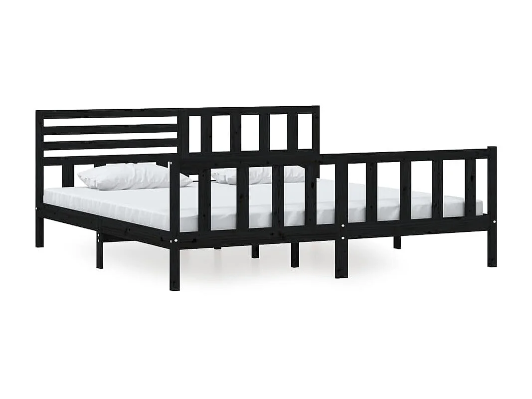 Lit Noir Bois massif 200x200 3