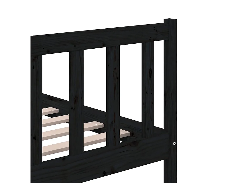 Lit Noir Bois massif 200x200 3