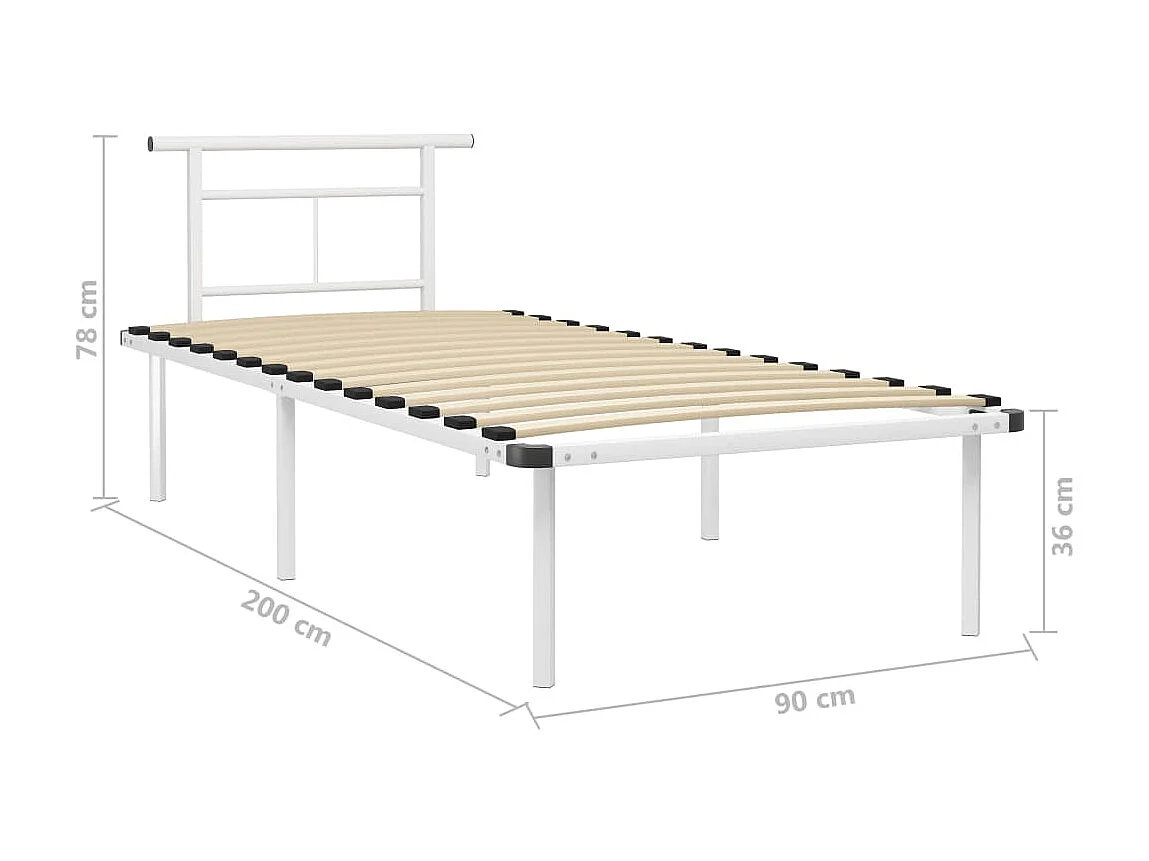 Lit Blanc Métal 90x200