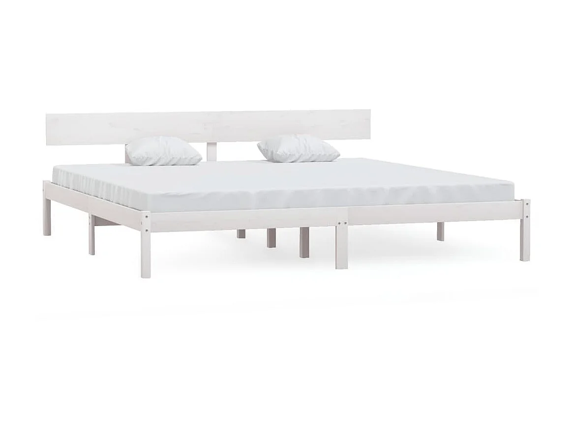 Lit Blanc Bois de pin massif 180x200 UK Super King