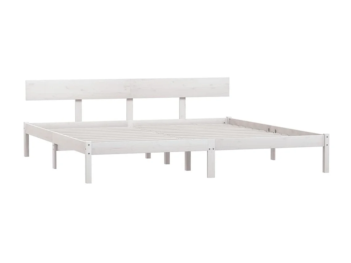 Lit Blanc Bois de pin massif 180x200 UK Super King
