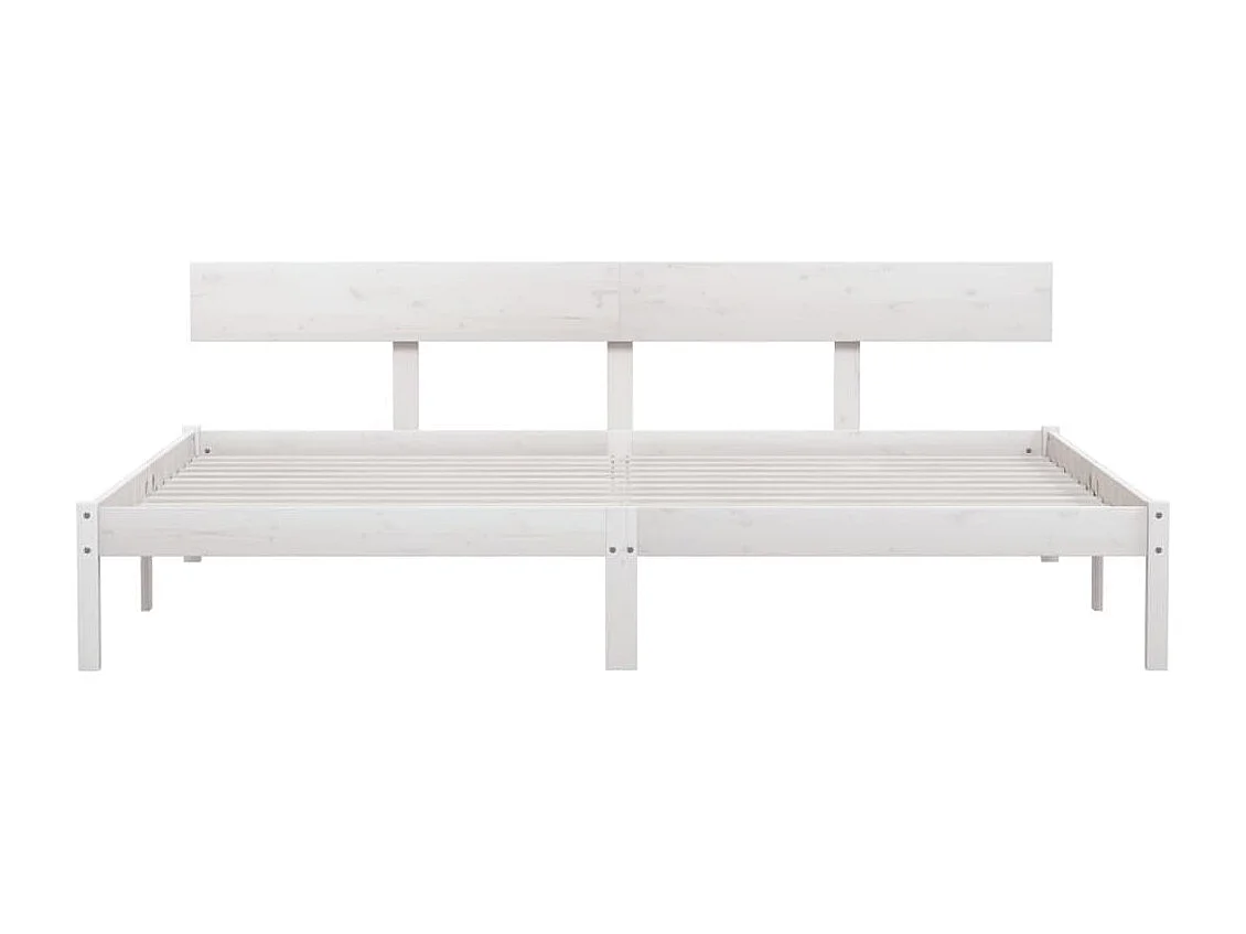 Lit Blanc Bois de pin massif 180x200 UK Super King
