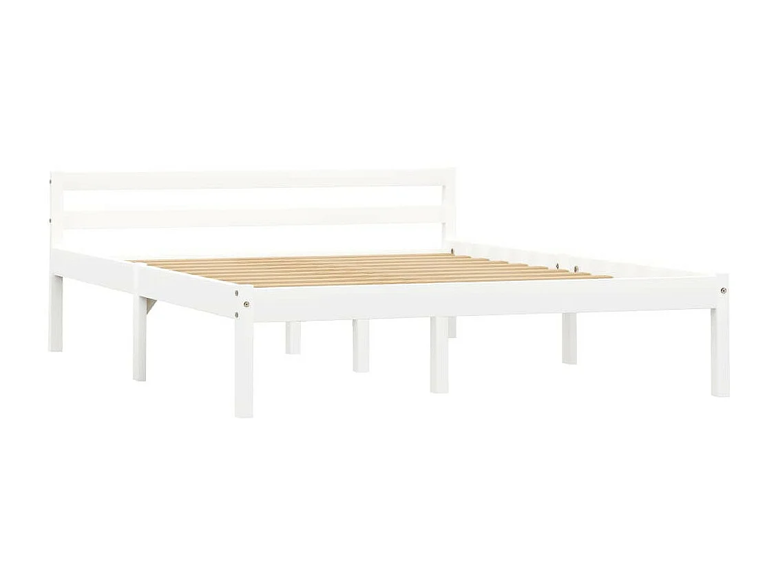 Lit Blanc Bois de pin massif 140x200