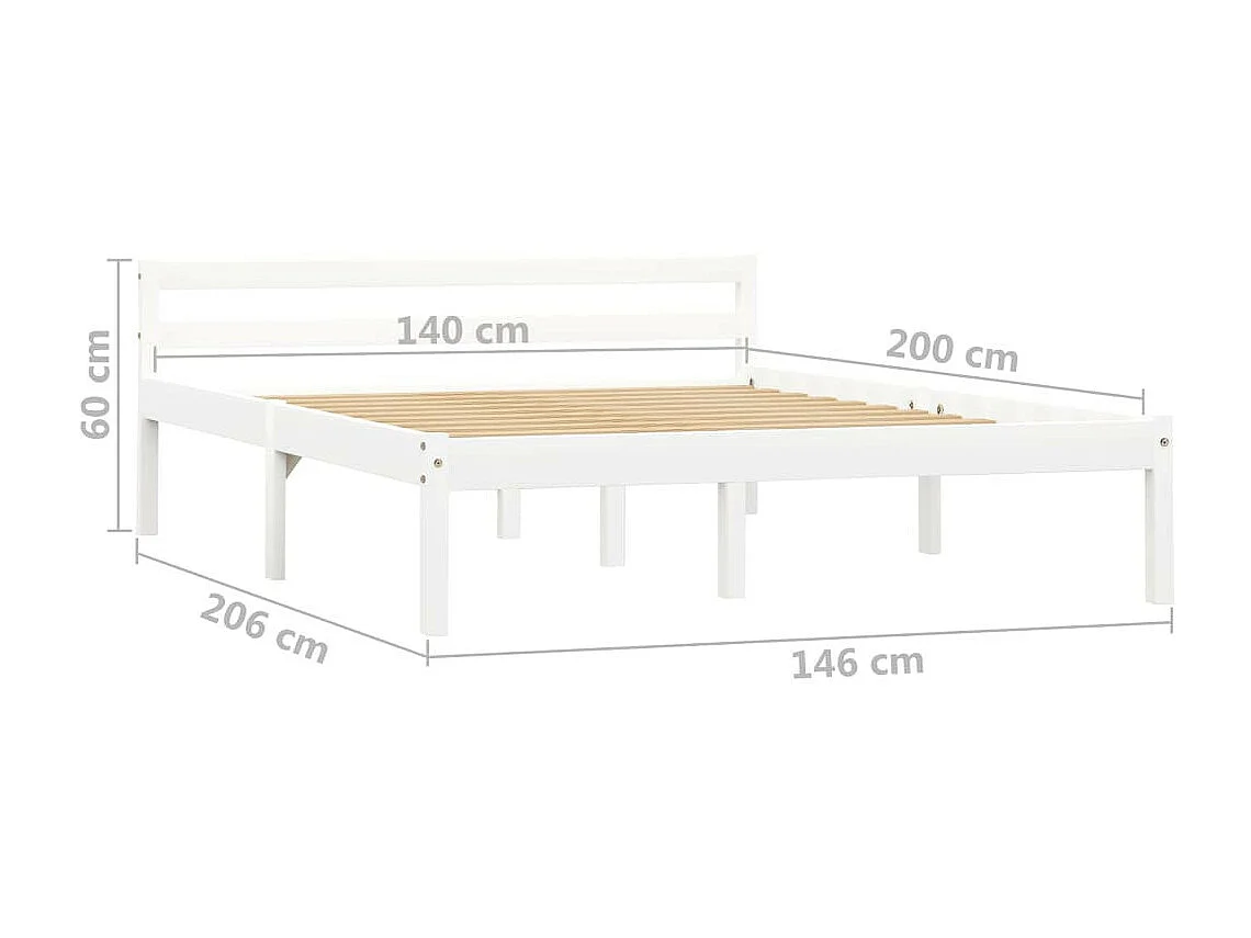 Lit Blanc Bois de pin massif 140x200