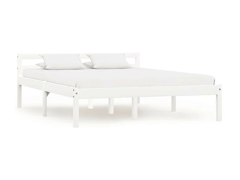 Lit Blanc Bois de pin massif 140x200