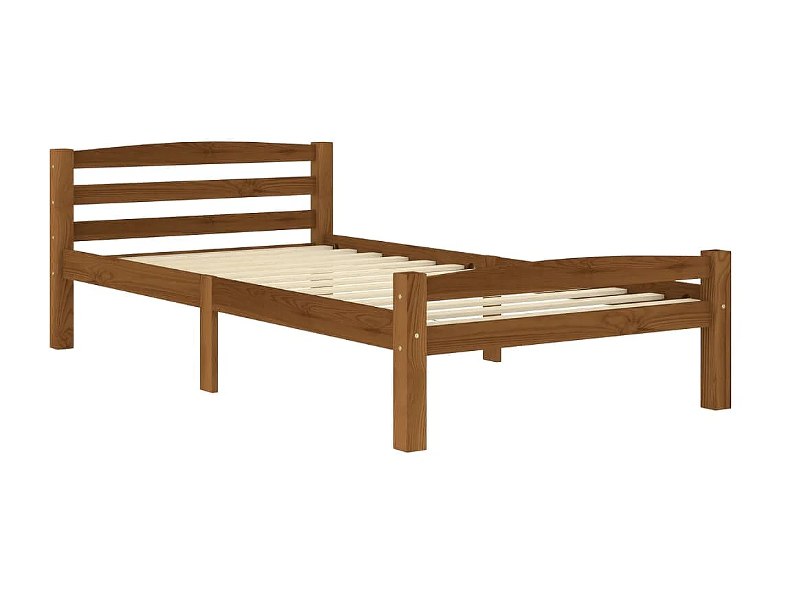 Lit Marron miel Bois de pin massif 100x200 8