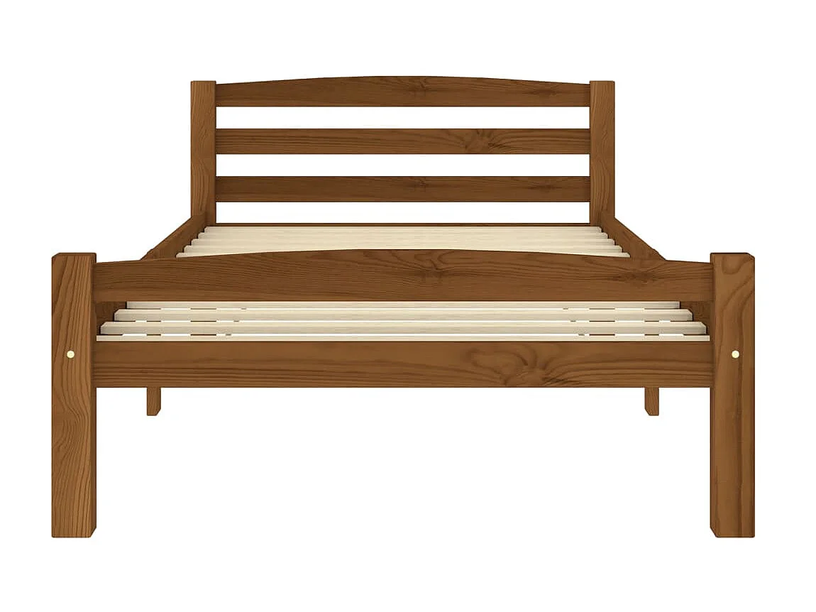 Lit Marron miel Bois de pin massif 100x200 8