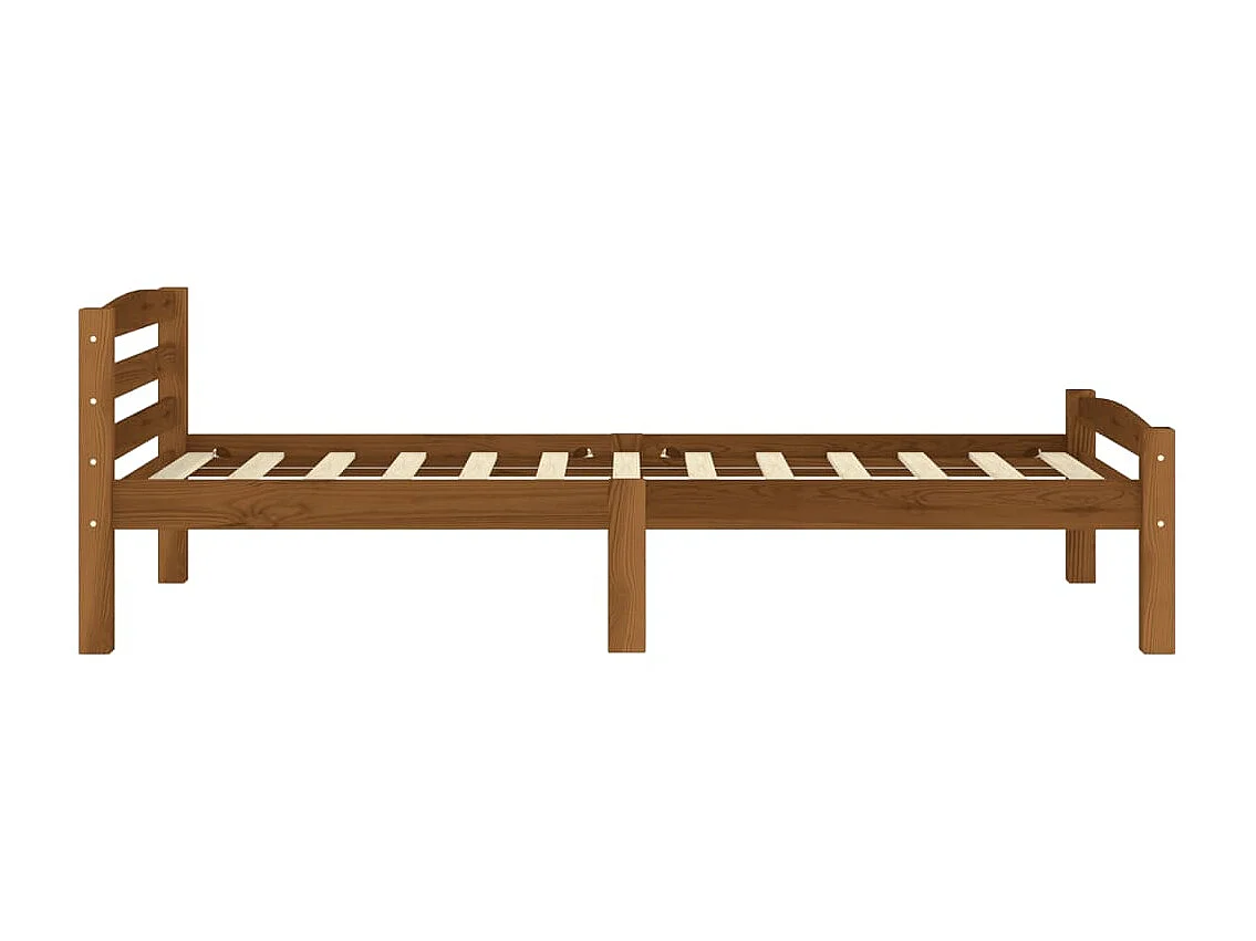 Lit Marron miel Bois de pin massif 100x200 8