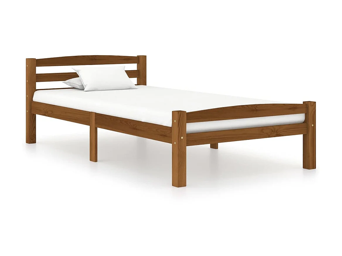 Lit Marron miel Bois de pin massif 100x200 8