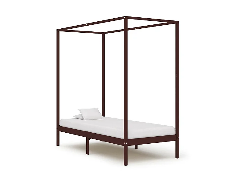 Lit à baldaquin Marron foncé Pin massif 100x200