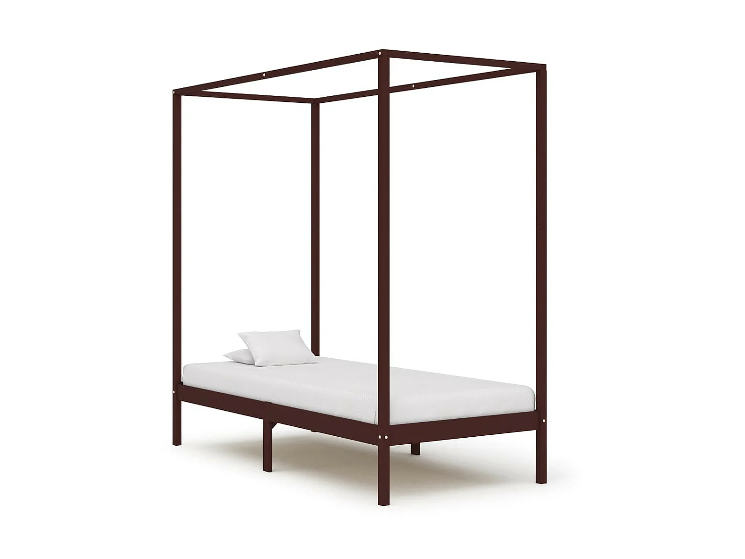 Lit à baldaquin Marron foncé Pin massif 100x200