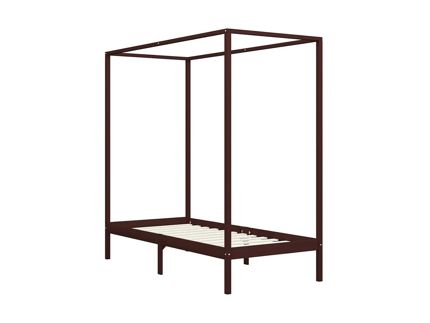 Lit à baldaquin Marron foncé Pin massif 100x200
