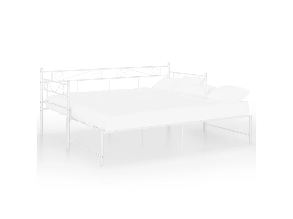 Cadre de canapé-lit extensible Blanc Métal 90x200 2