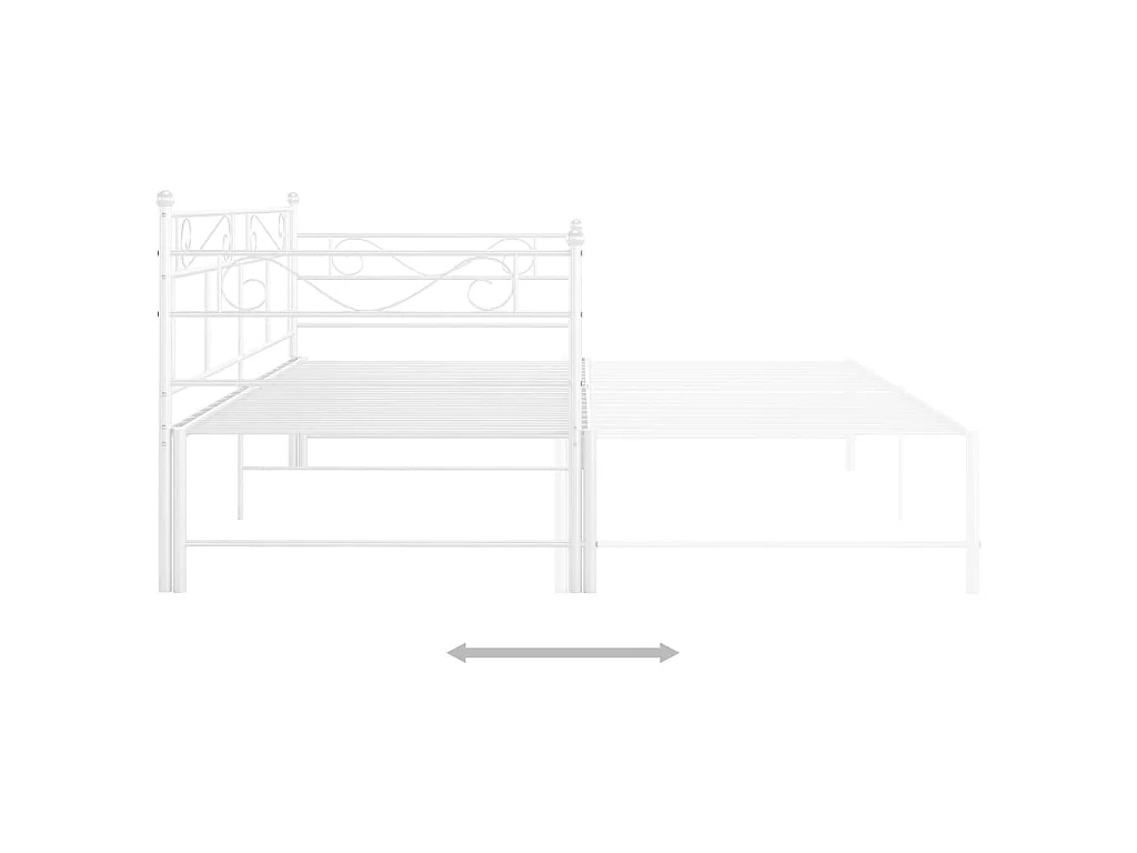 Cadre de canapé-lit extensible Blanc Métal 90x200 2