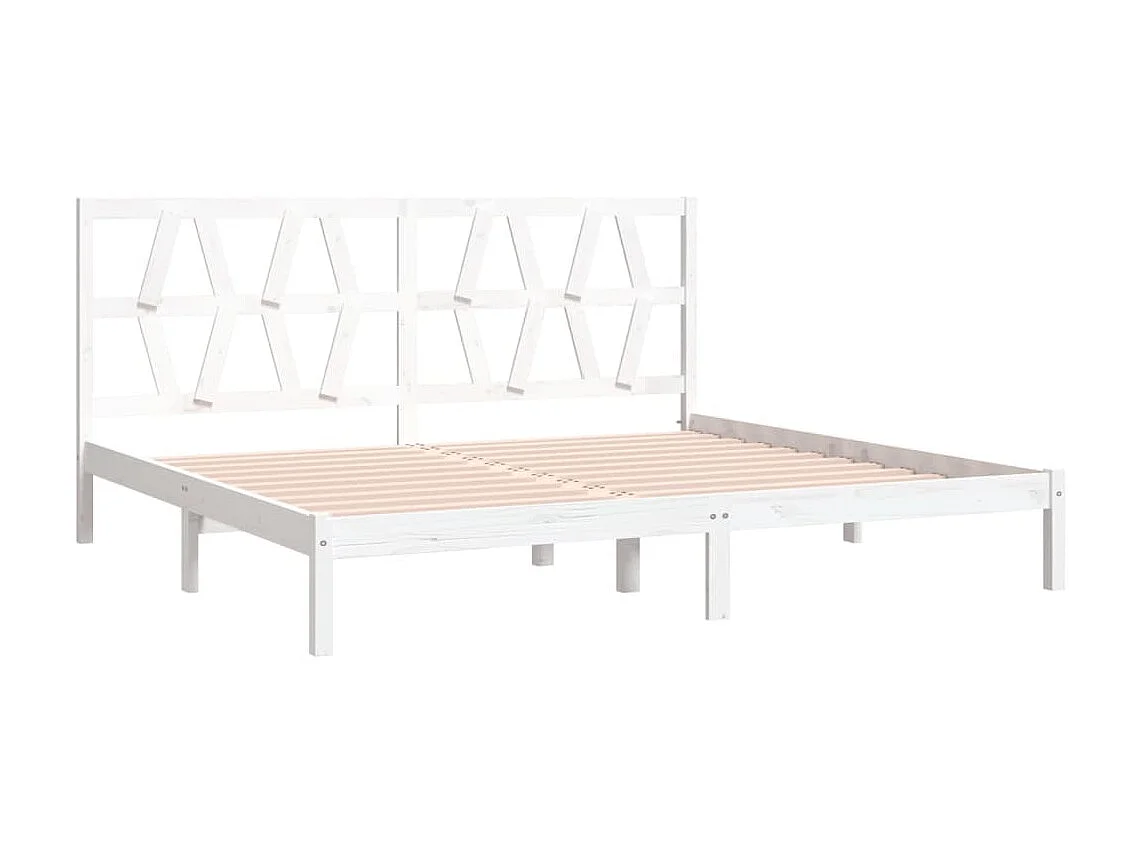 Lit Blanc Bois de pin massif 200x200 6