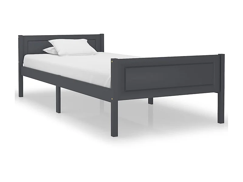 Lit Bois de pin massif Gris 100x200