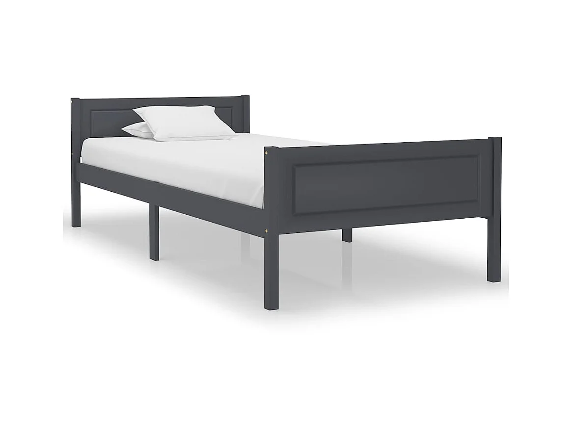 Lit Bois de pin massif Gris 100x200