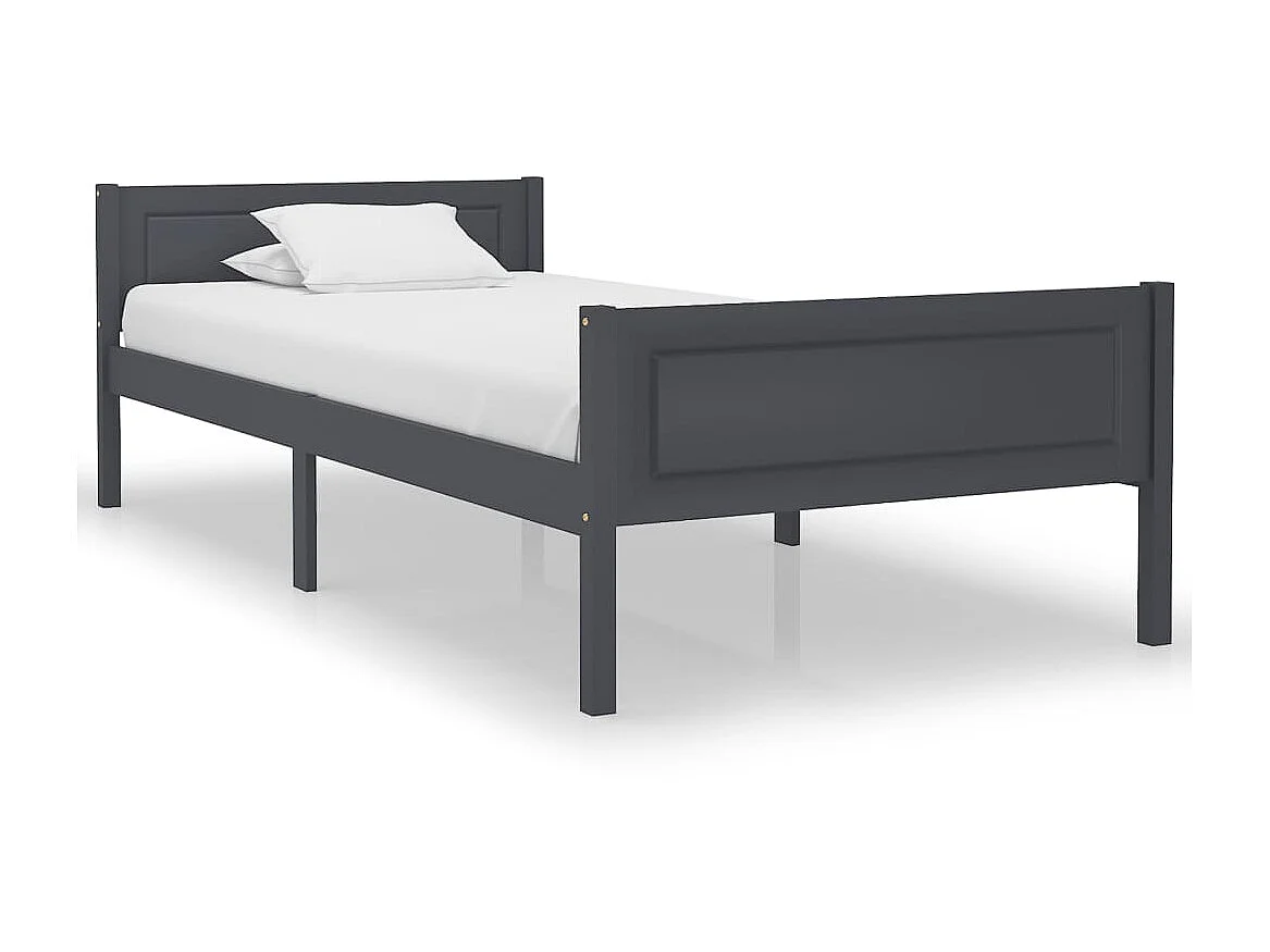 Lit Bois de pin massif Gris 100x200