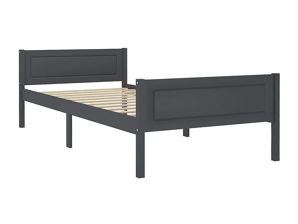 Lit Bois de pin massif Gris 100x200