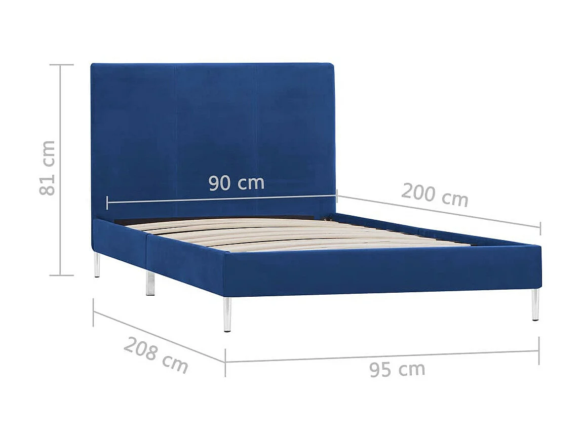 Lit Bleu Tissu 90x200 3