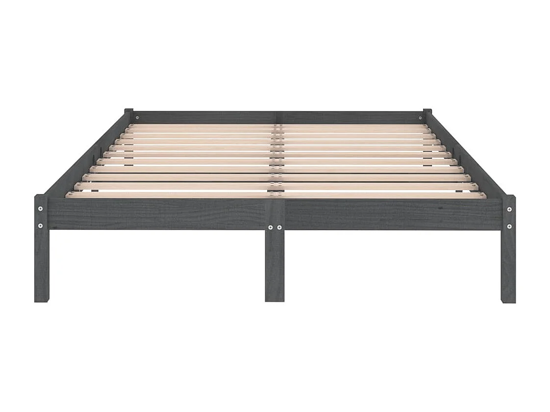 Lit Gris Bois de pin massif 200x200