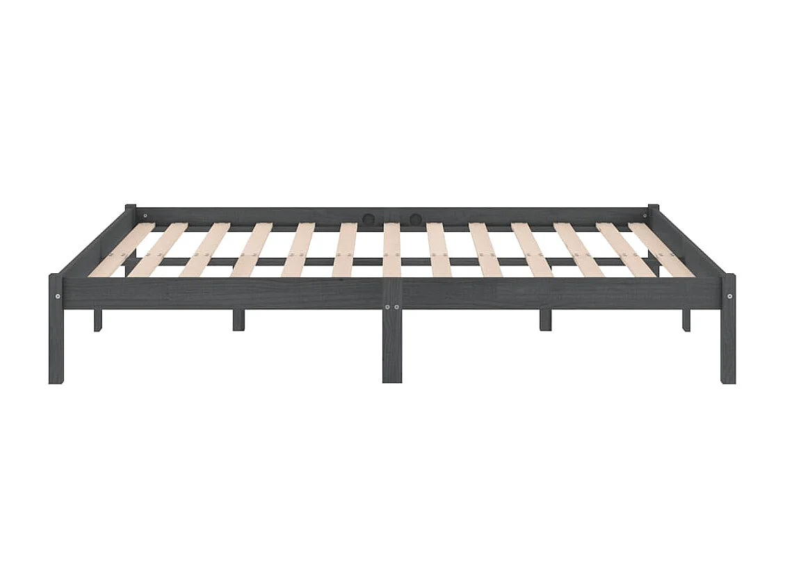 Lit Gris Bois de pin massif 200x200