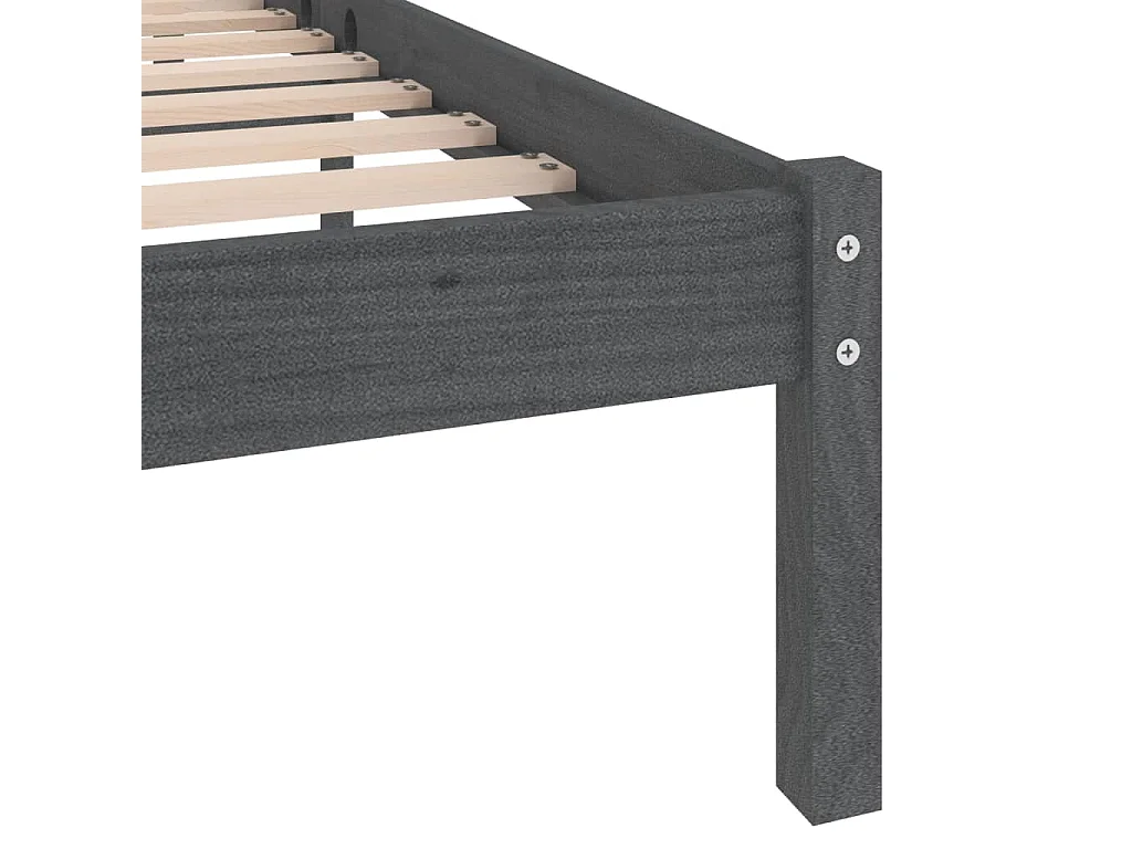 Lit Gris Bois de pin massif 200x200