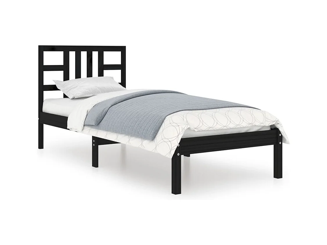 Lit Noir Bois massif 75x190 Petit simple