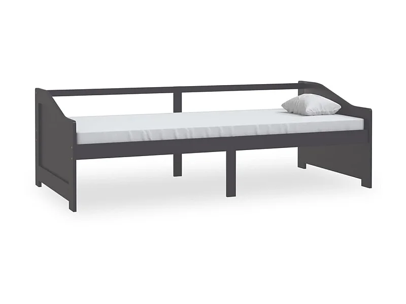 Lit de repos 3 places Gris foncé Bois de Pin massif 90x200