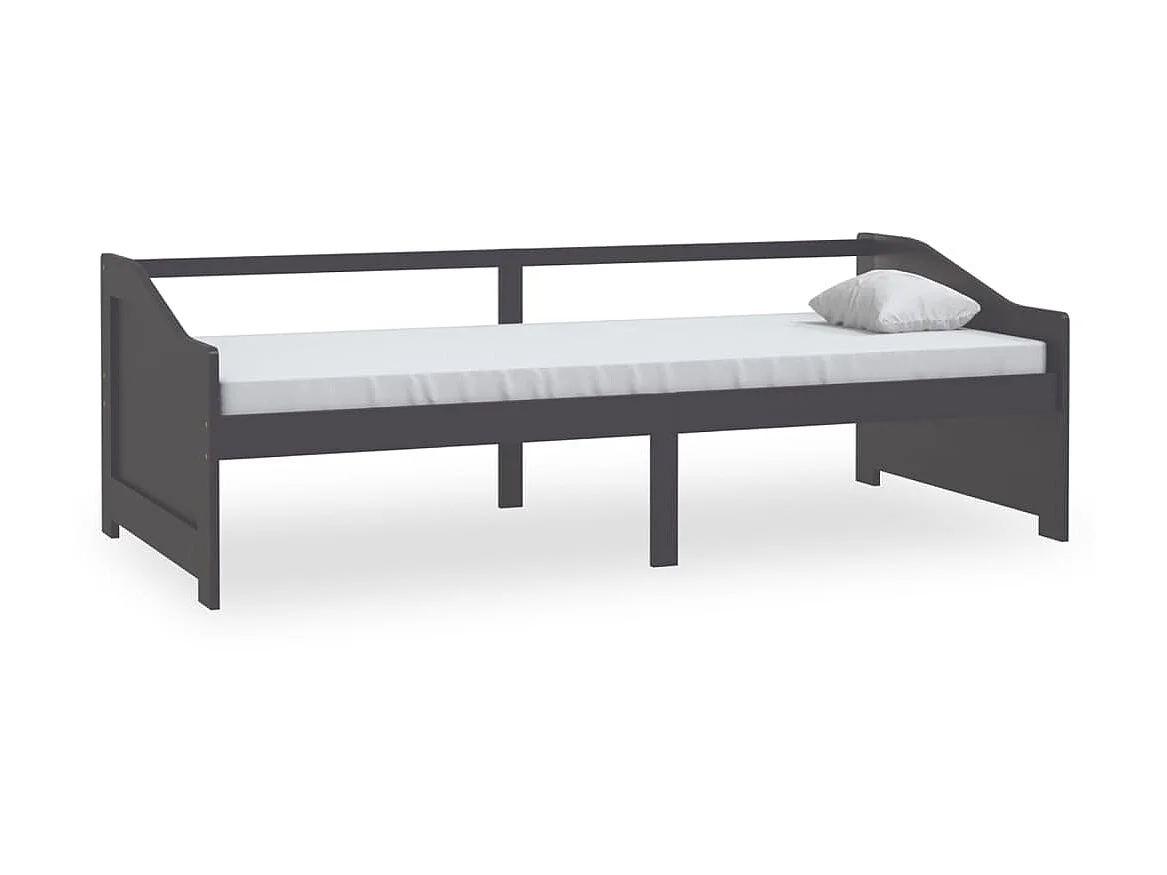 Lit de repos 3 places Gris foncé Bois de Pin massif 90x200