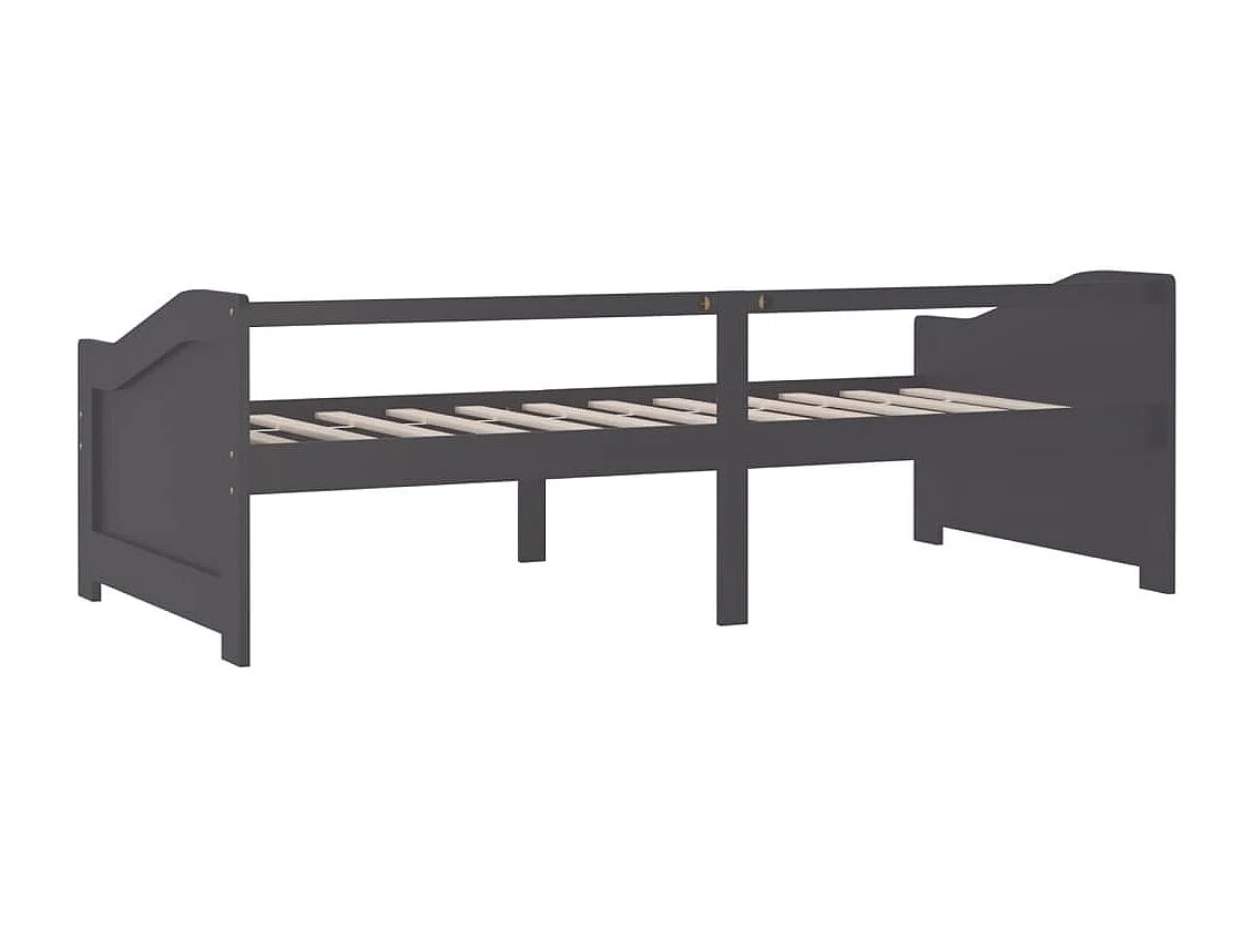 Lit de repos 3 places Gris foncé Bois de Pin massif 90x200